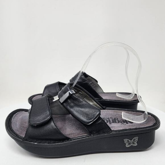 Alegria Karmen Slide Women EU37/US6.5-7 Black Leather 2 Strap Comfort Kar-601 - Picture 5 of 11